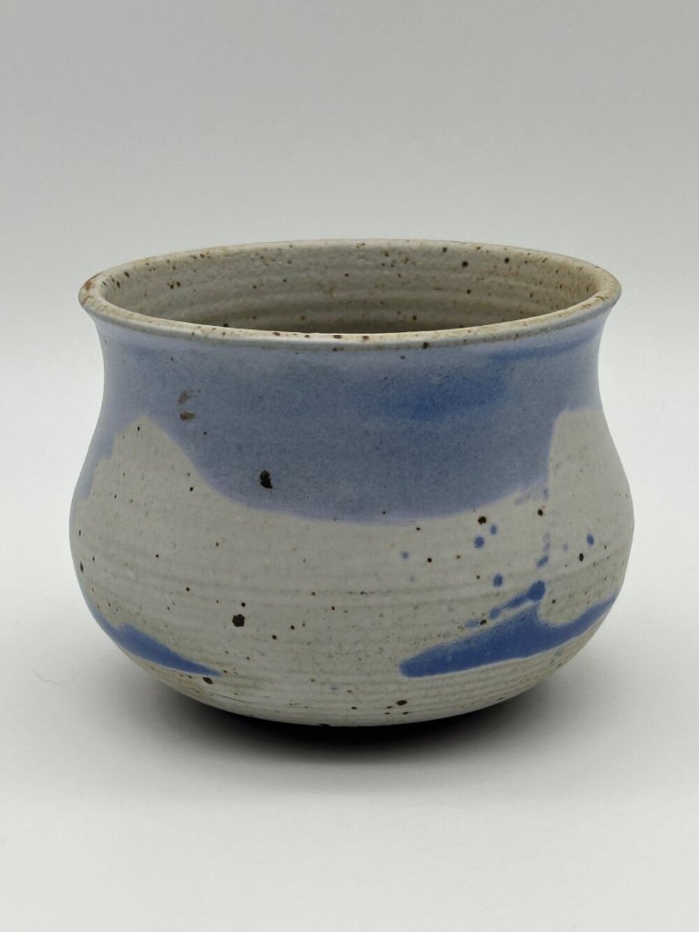 Studio Pottery Blue & White Speckled Bowl Trinket Jewelry Dish Planter Signed